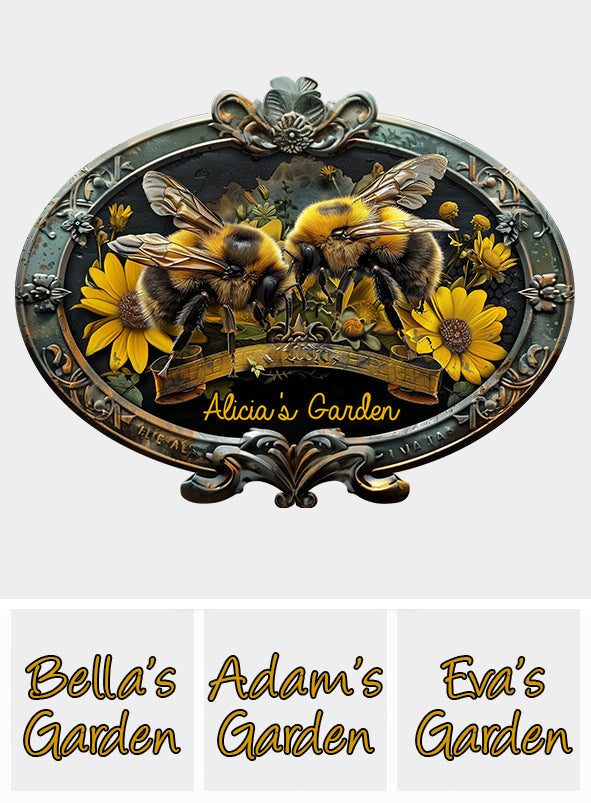 Jardin des abeilles - Panneau en métal découpé personnalisé pour le jardinage