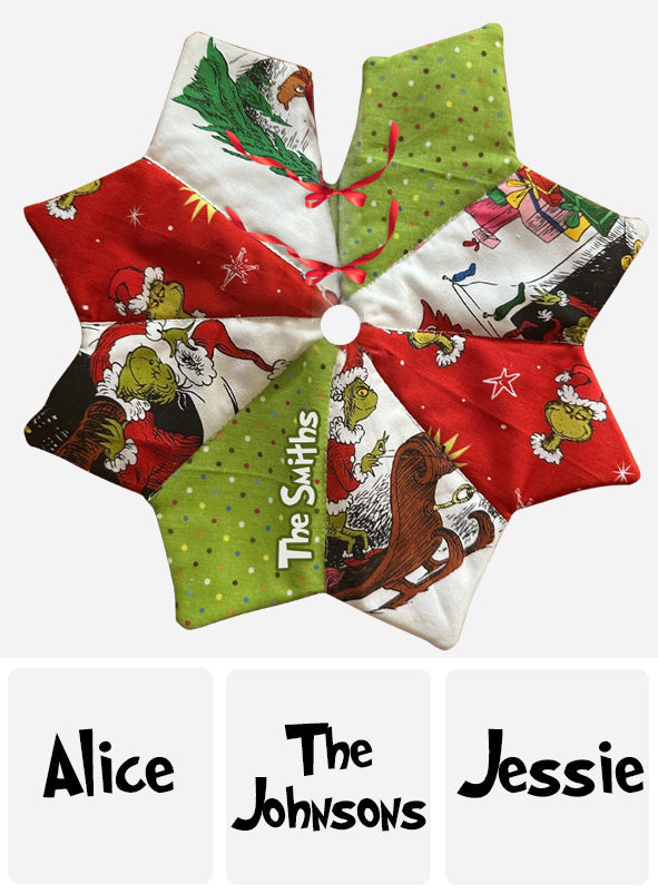 Green Mischief Christmas - Personalized Stole Christmas Shaped Tree Skirt