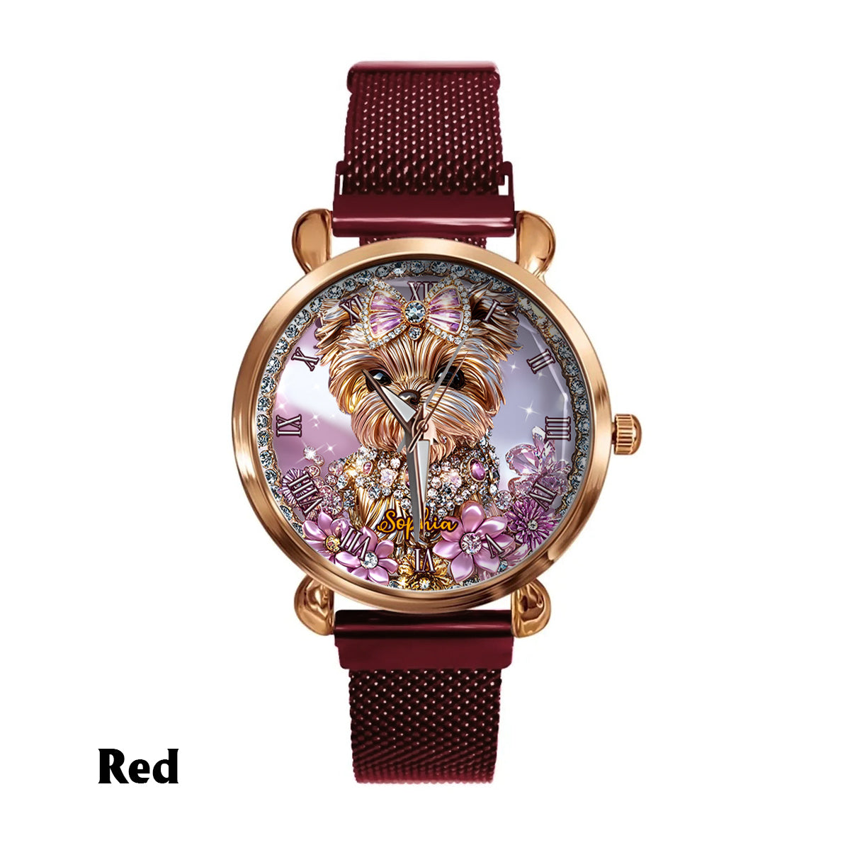 Amoureux du Yorkshire Terrier - Montre-bracelet personnalisée pour femme avec un chien