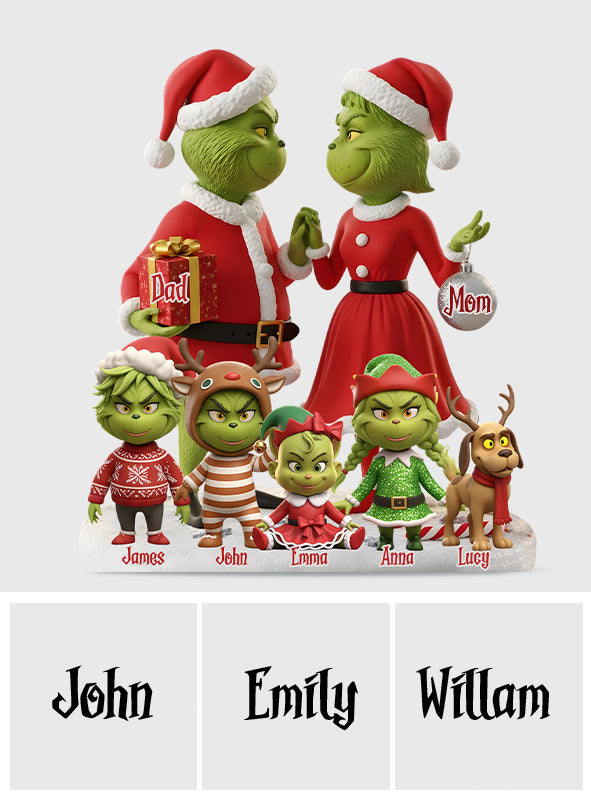 Cadeau familial Joyeux Grinchmas - Étole de Noël personnalisée sur plaque acrylique en forme personnalisée