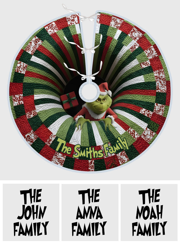 Vol de Noël Vert Coquin 3D Abysse - Cadeaux de Noël Volés - Jupe de sapin de Noël personnalisée