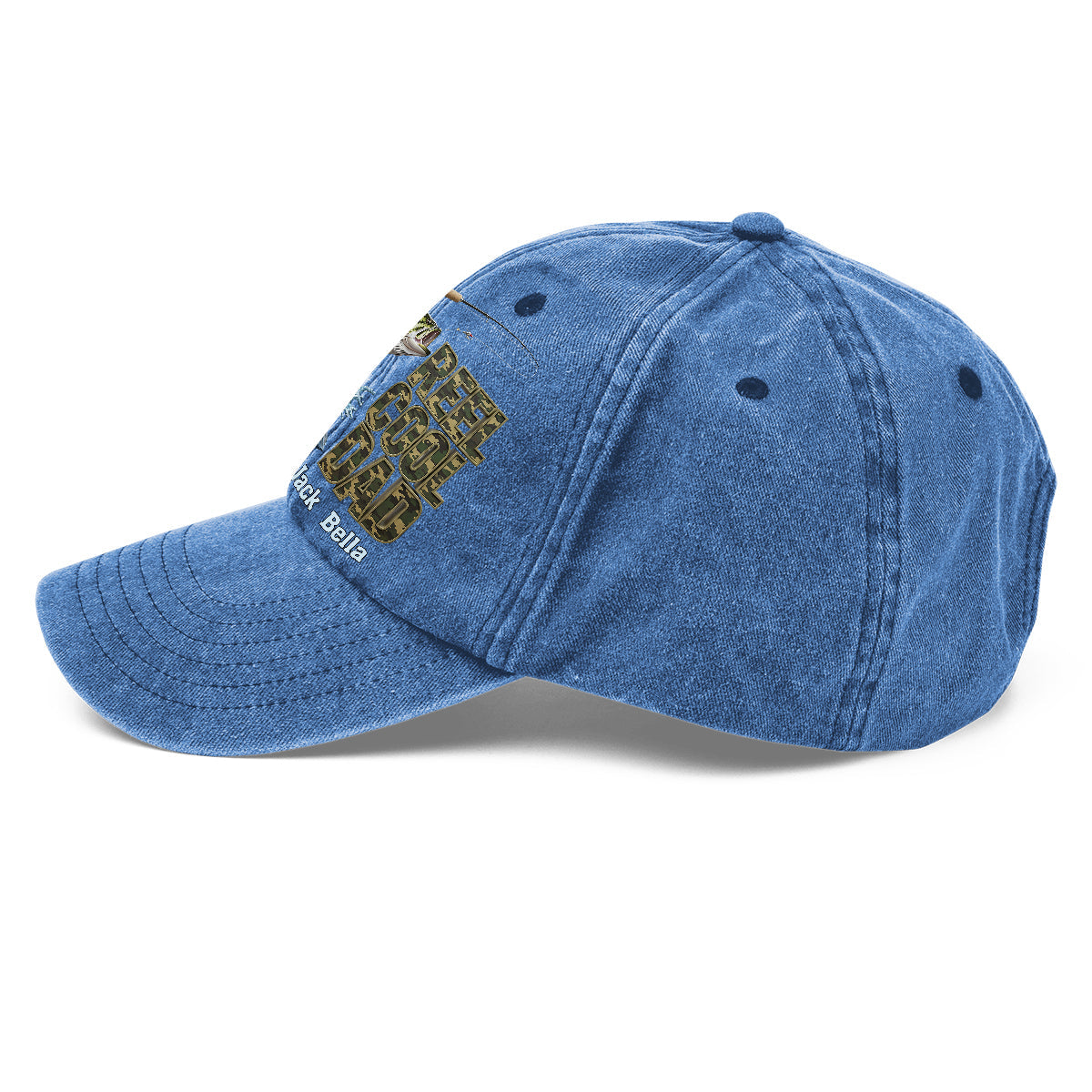 Reel Cool Dad - Personalized Fishing Washed Denim Cap