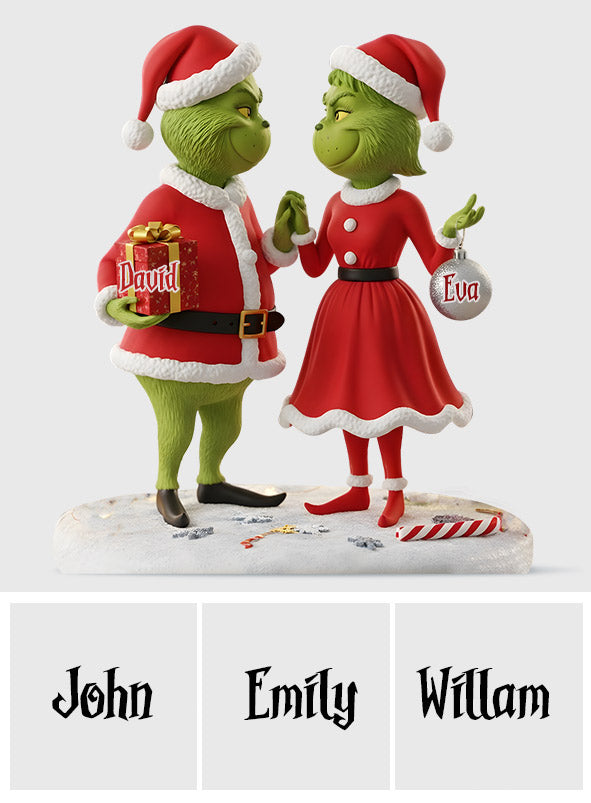 Cadeau pour couple Joyeux Grinchmas - Étole de Noël personnalisée sur plaque acrylique en forme personnalisée