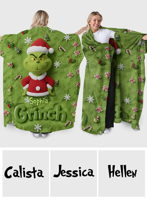 Merry Grinchmas - Personalized Stole Christmas Wearable Blanket