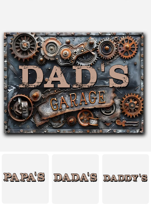 Panneau métallique rectangulaire personnalisé « Garage de papa »