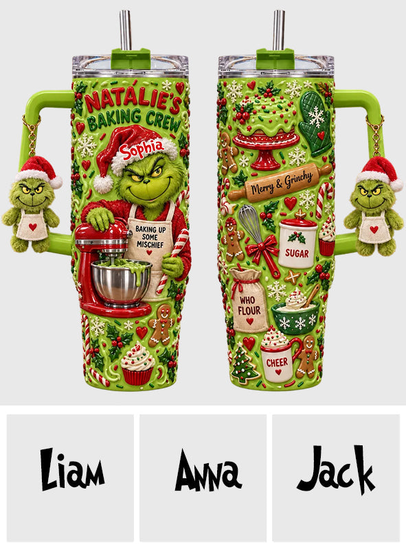Baking With Some Mischief - Personalized Stole Christmas Tumbler With Plush Charm