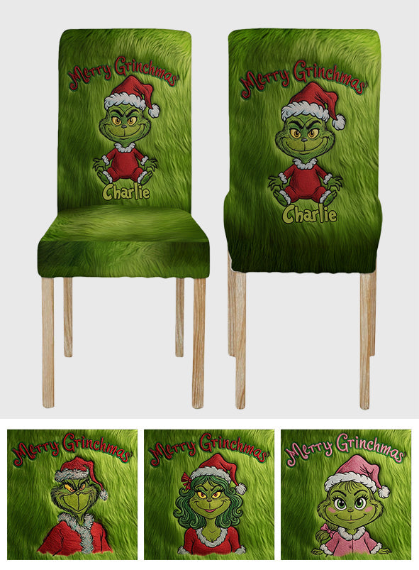 Ensemble de housses de chaises personnalisées « Famille espiègle » avec étole de Noël
