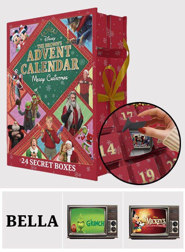 Calendrier de l'Avent de Noël sur le thème des films - Calendrier de l'Avent de Noël pliable et personnalisé avec décorations