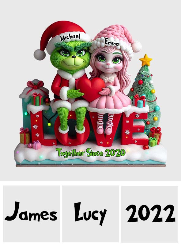 Cadeau pour couple Joyeux Grinchmas - Étole de Noël personnalisée sur plaque acrylique en forme personnalisée