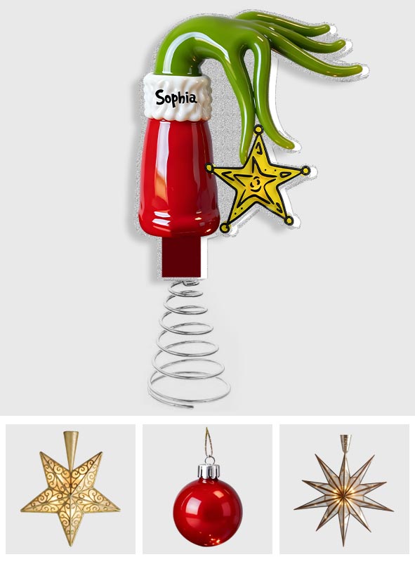 Grinchmas 2025 - Étole de Noël personnalisée avec guirlande lumineuse LED pour sapin de Noël