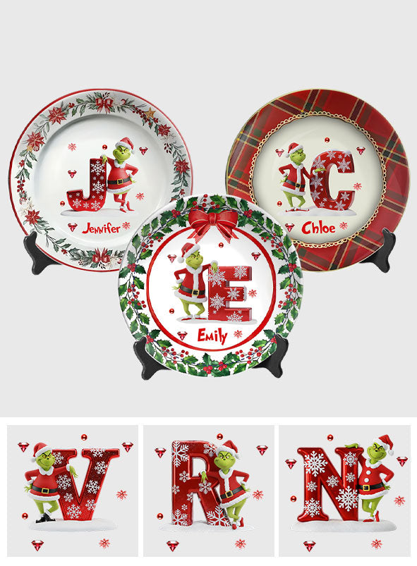 Joyeux Noël - Assiette ronde en céramique personnalisée avec étole de Noël