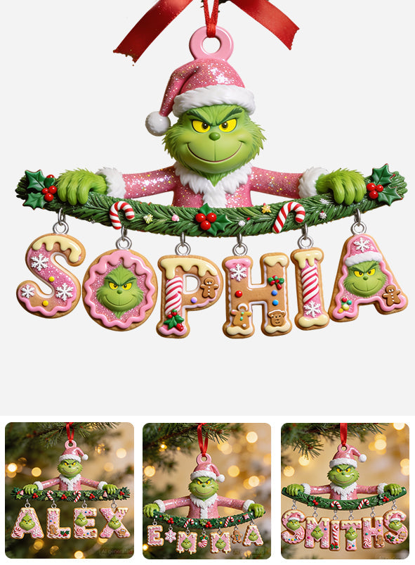Grinchmas Name Letter - Personalized Stole Christmas Ornament With Charm