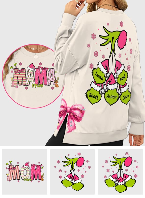 Mama Grinch - Personalized Stole Christmas Split Hem Sweatshirt
