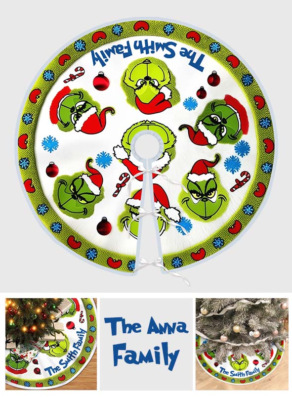 Green Family - Personalized Stole Christmas Tree Skirt