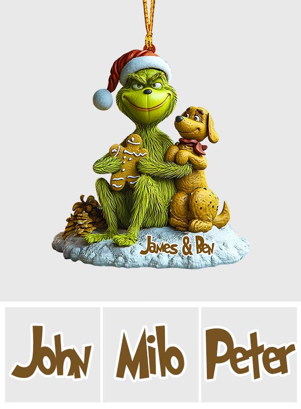 Green Monster Loves Dogs - Personalized Stole Christmas Ornament