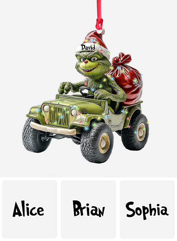 Stole Green Jeep - Personalized Stole Christmas Ornament
