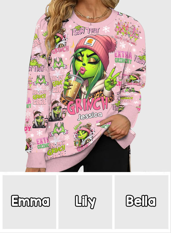 Pinky - Personalized Stole Christmas Split Hem Sweatshirt