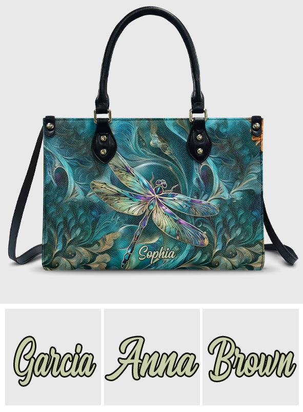Beautiful Dragonfly - Personalized Dragonfly Leather Handbag