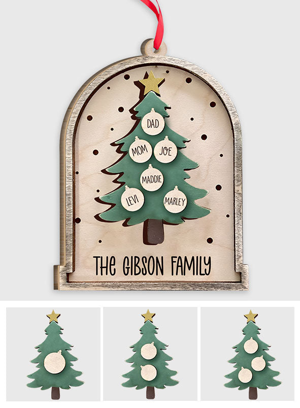 Christmas Tree - Personalized Family 2 Layered Piece Ornament