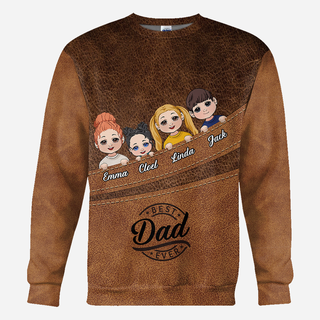 Meilleur papa/grand-mère/grand-père/maman du monde - T-shirt personnalisé intégral pour papa