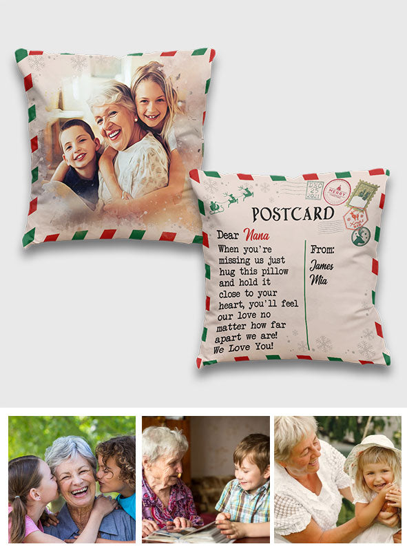 Carte postale « Chère Nana » - Coussin décoratif personnalisé pour grand-mère