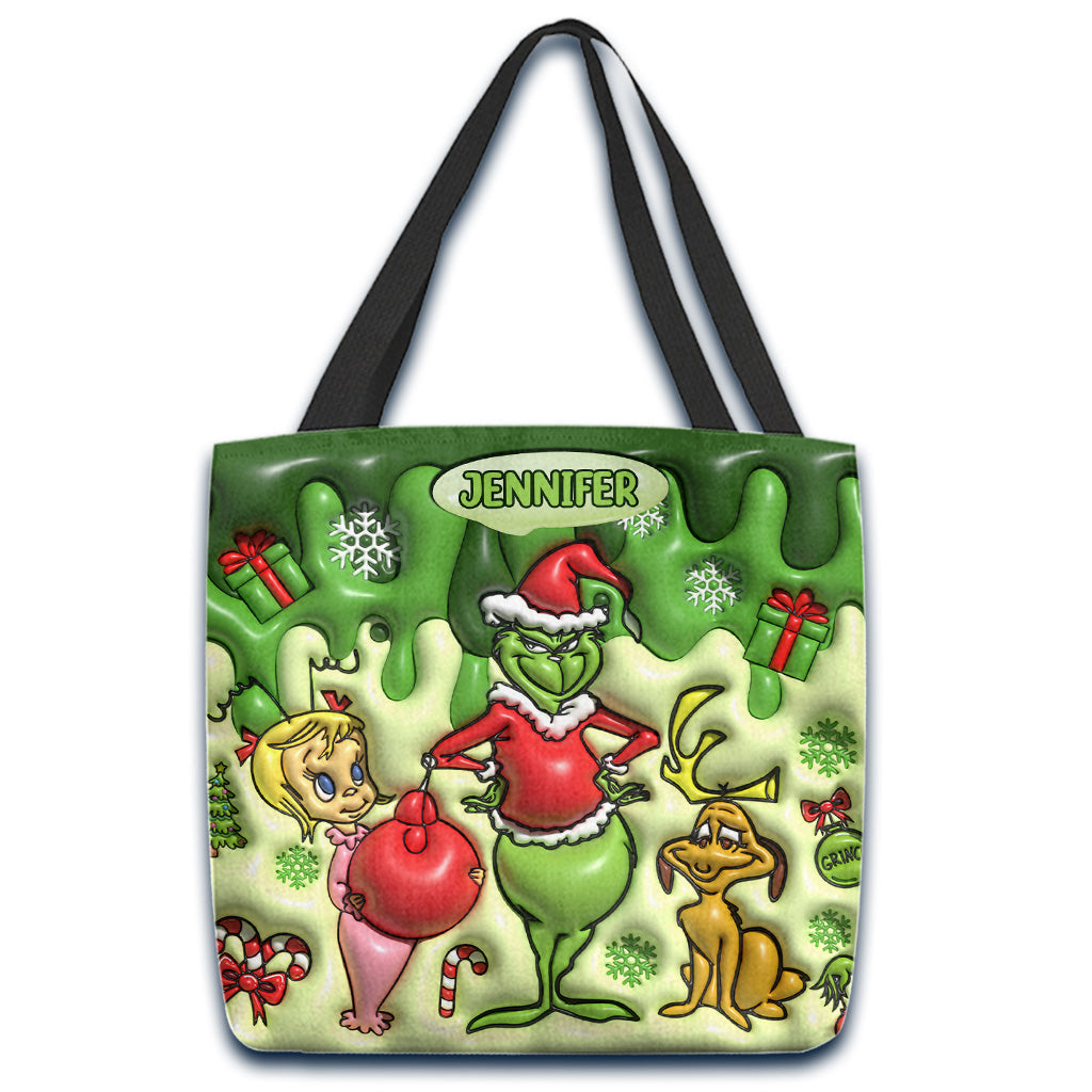 Joyeux Grinchmas - Sac fourre-tout de Noël personnalisé avec étole