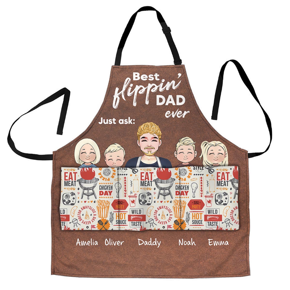 Meilleur papa du monde ! – Cadeau pour papa, grand-mère, grand-père, maman, oncle, tante – Tablier personnalisé