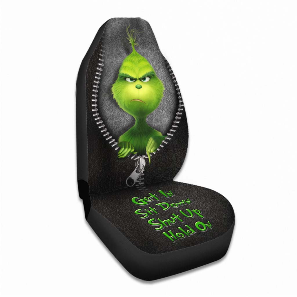 Get In Sit Down Shut Up Hold On Mischief - Seat Covers With Leather Pattern Print