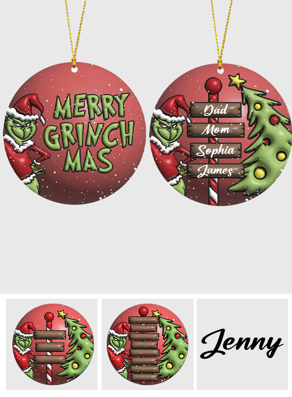 Merry Grinchmas Family - Personalized Stole Christmas Ornament