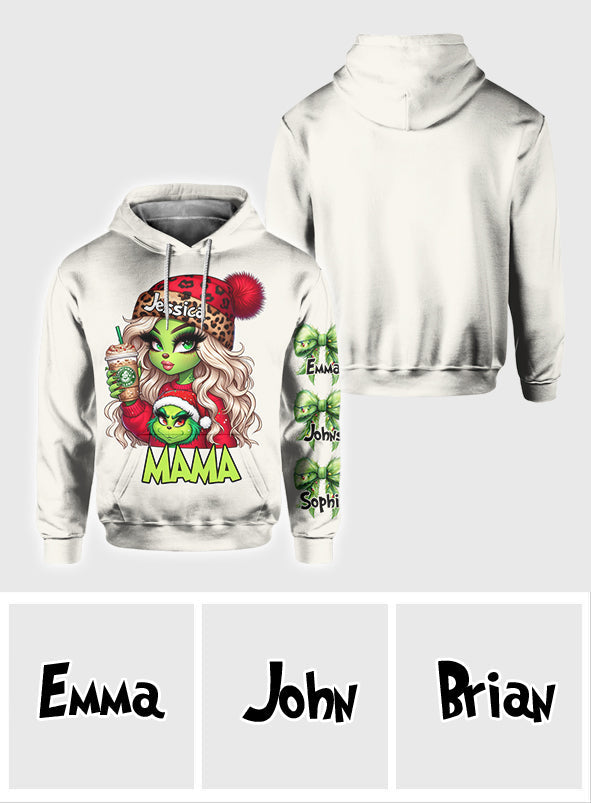 T-shirt personnalisé « Noël Grinchy » avec motif étole de Noël, disponible en plusieurs titres.