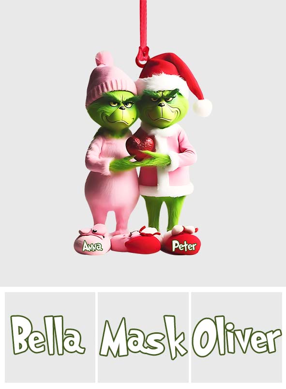Couple Grincheux - Ornement de Noël personnalisé en forme d'étole