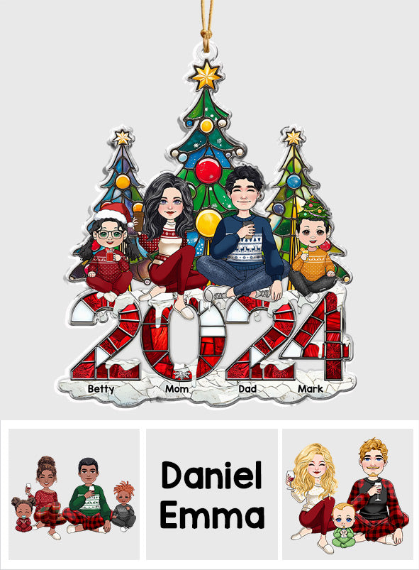 Ornement de Noël familial personnalisé 2024 - Forme personnalisée