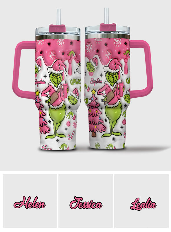 Merry Grinchmas - Personalized Stole Christmas Tumbler With Handle
