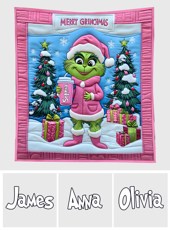 Grinchy Green Lady - Personalized Stole Christmas Quilt