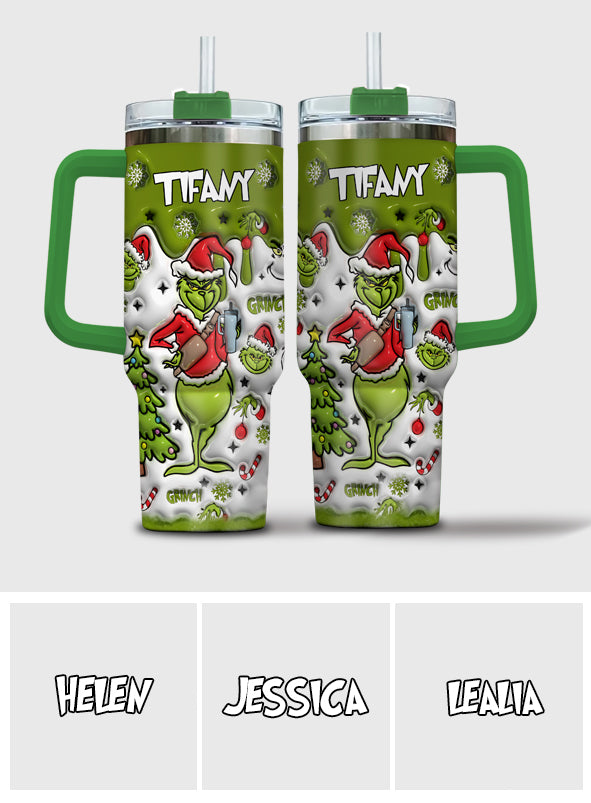 Merry Grinchmas - Personalized Stole Christmas Tumbler With Handle