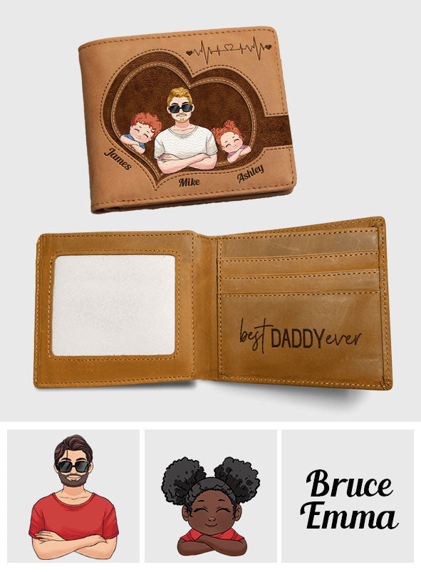Best Dad Ever - Personalized Father Leather Wallet
