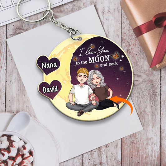 To The Moon And Back - Gift for mom, grandma - Personalized Keychain