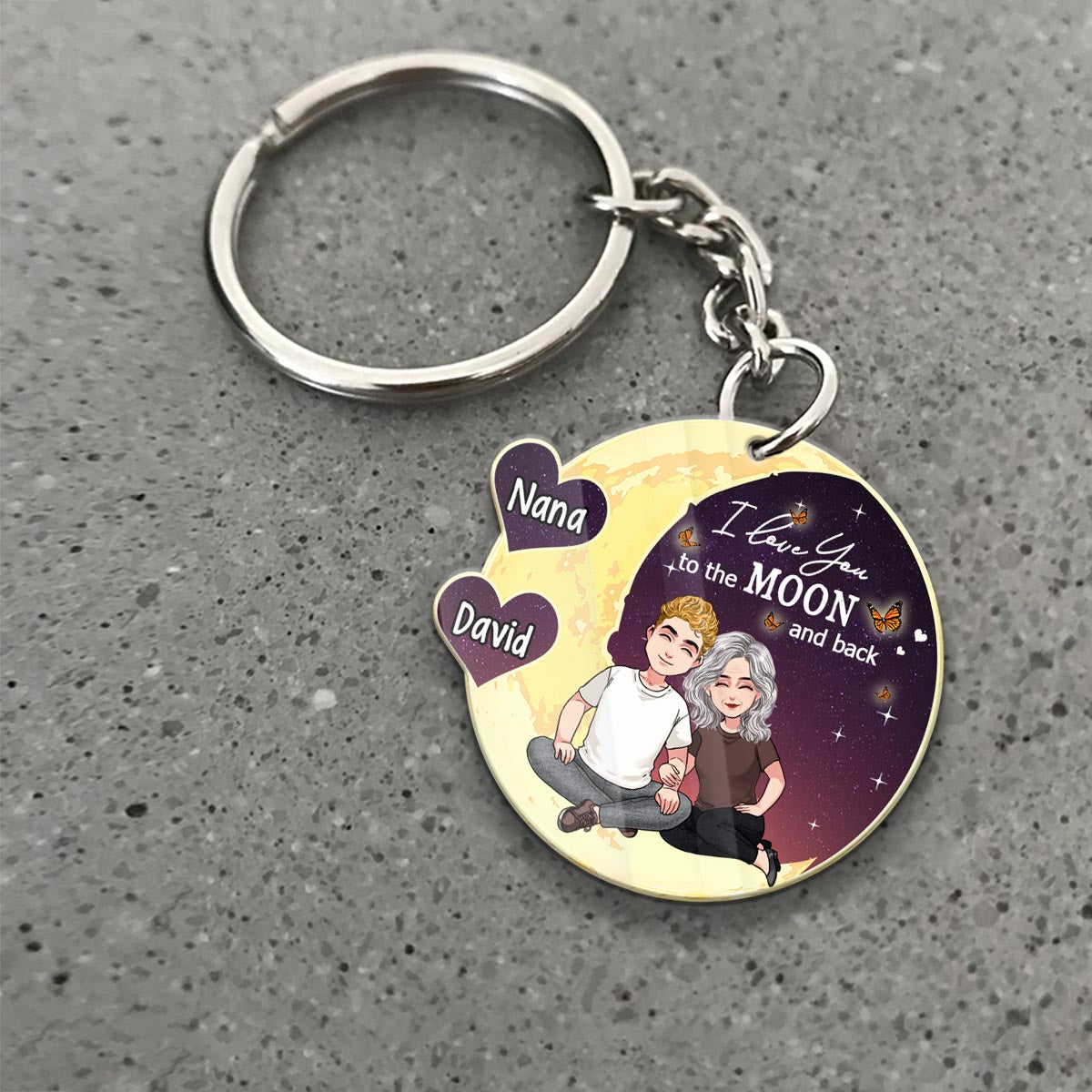 Aller sur la Lune et retour - Cadeau pour maman, grand-mère - Porte-clés personnalisé