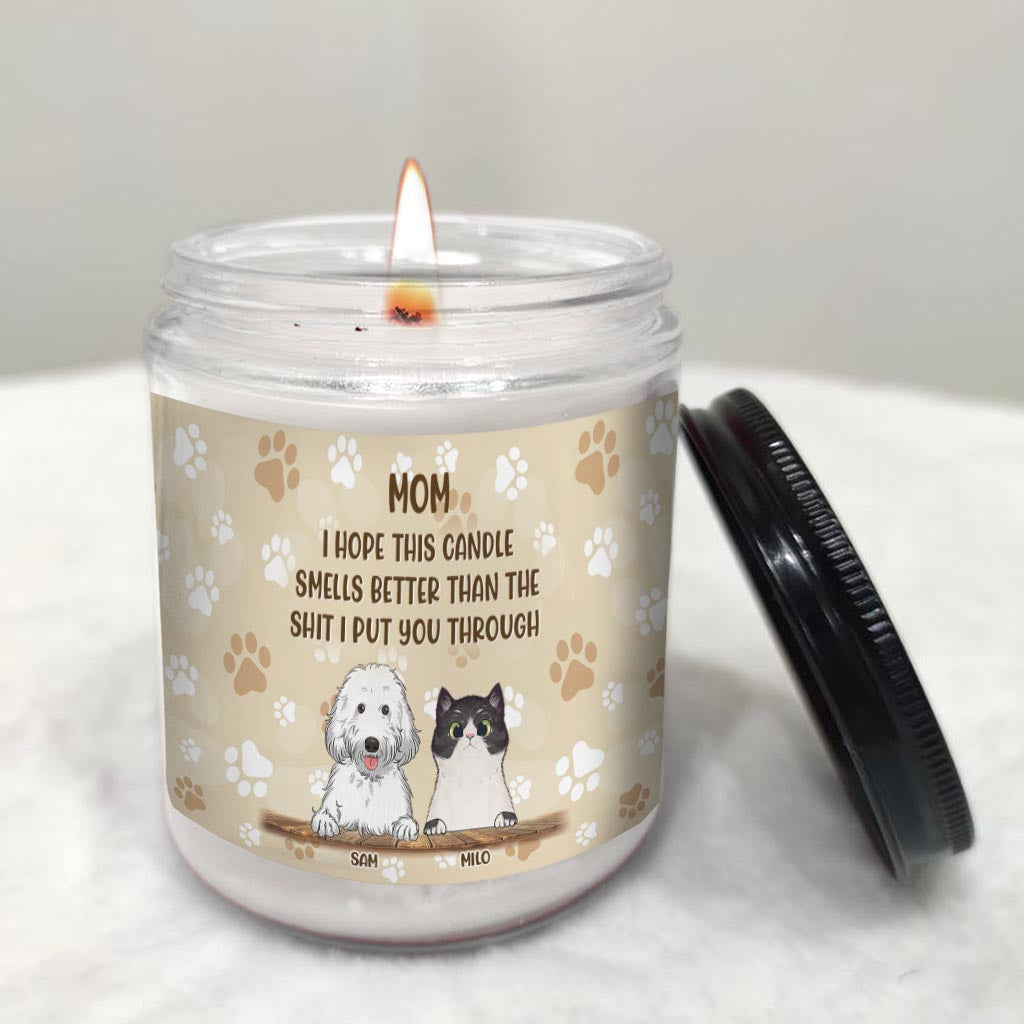 Cadeau humoristique pour maman et papa chat - Bougie personnalisée pour chien pour la fête des mères