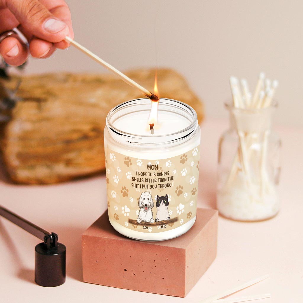 Cadeau humoristique pour maman et papa chat - Bougie personnalisée pour chien pour la fête des mères