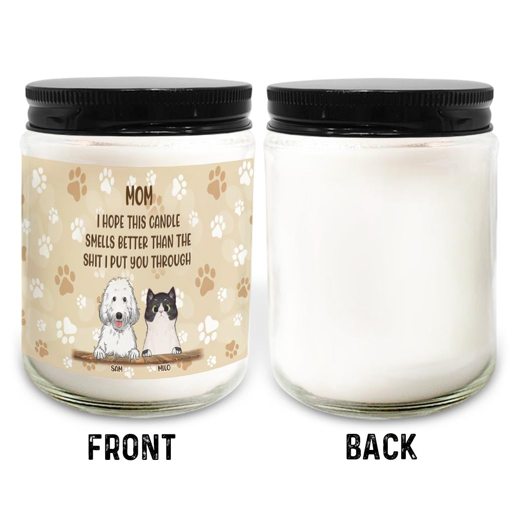 Cadeau humoristique pour maman et papa chat - Bougie personnalisée pour chien pour la fête des mères