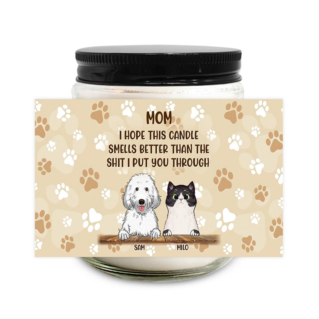 Cadeau humoristique pour maman et papa chat - Bougie personnalisée pour chien pour la fête des mères