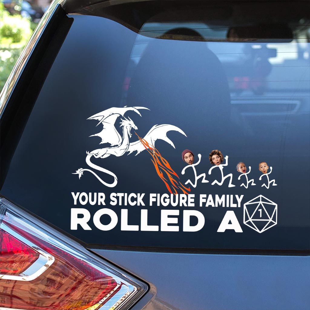 Your Stick Figure Rolled A One - RPG gift for friend, mom, dad, husband, wife, girlfriend, boyfriend - Personalized Decal Full