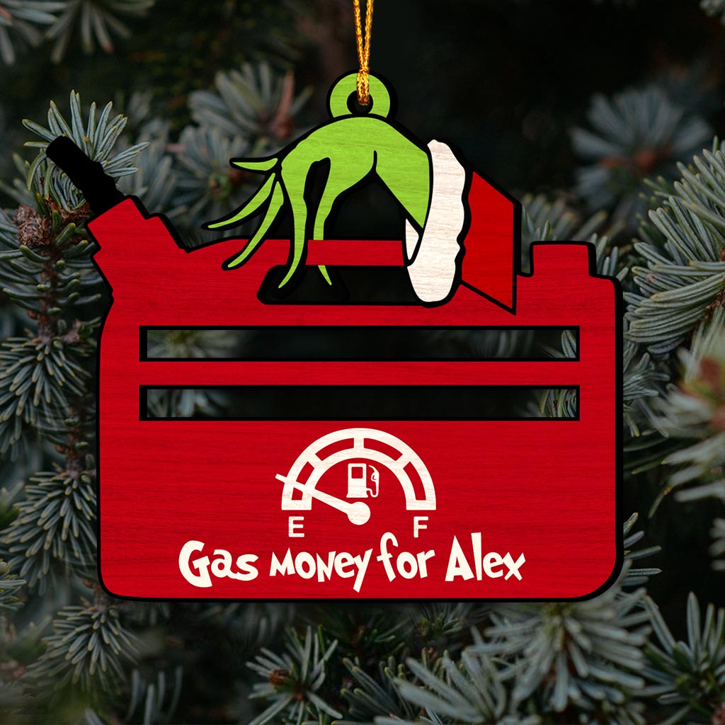 Gas Money Green Mischief - Ornement de Noël personnalisé en forme d'étole