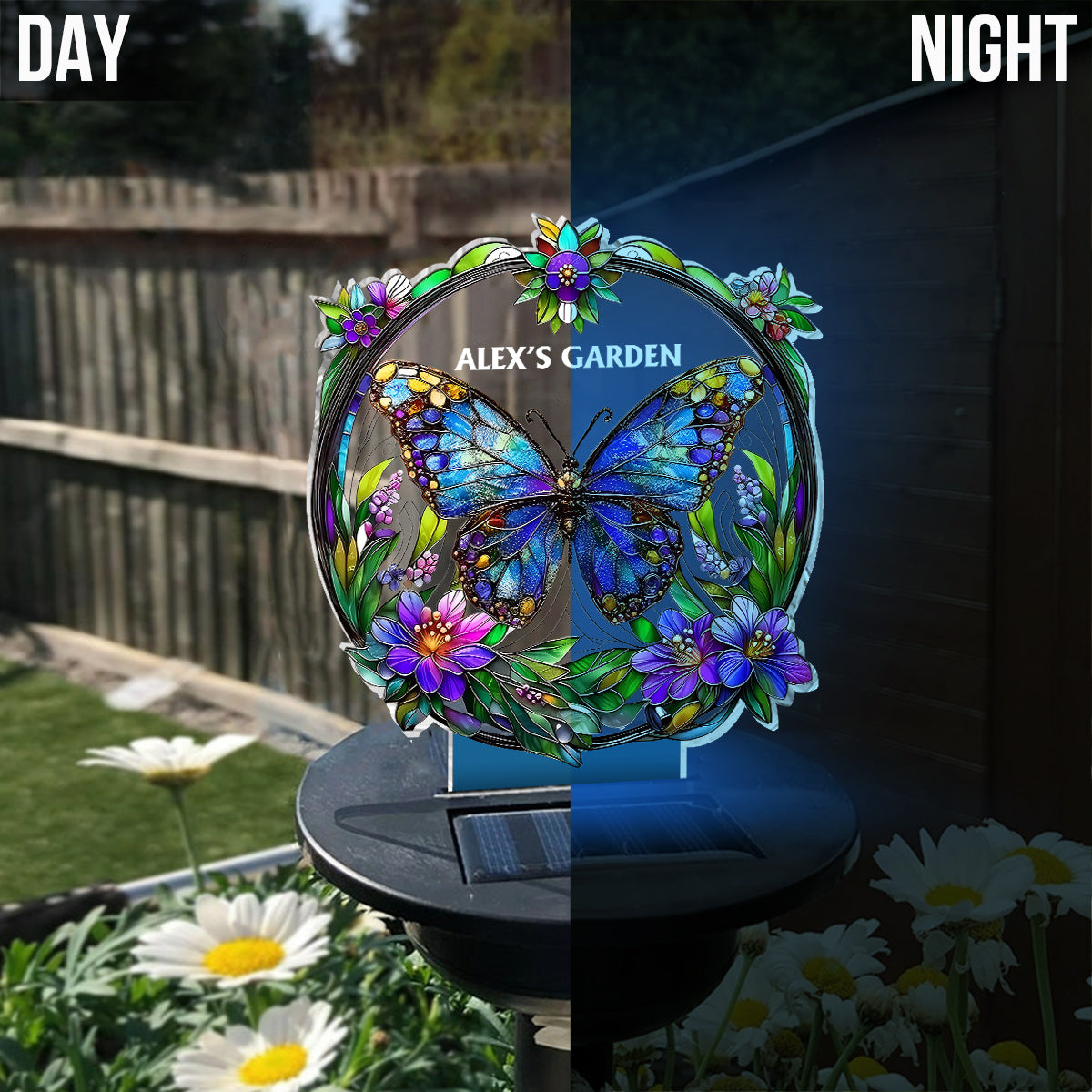 Papillon coloré, abeille, colibri... - Lampe solaire de jardin personnalisée