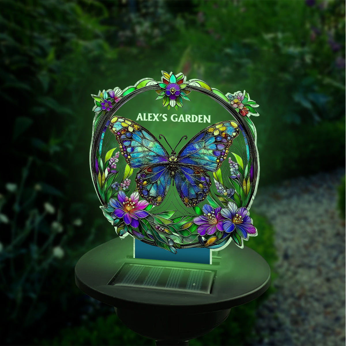 Papillon coloré, abeille, colibri... - Lampe solaire de jardin personnalisée