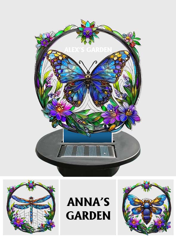 Papillon coloré, abeille, colibri... - Lampe solaire de jardin personnalisée
