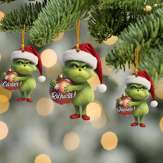 Cute Green Character - Personalized Stole Christmas Ornament