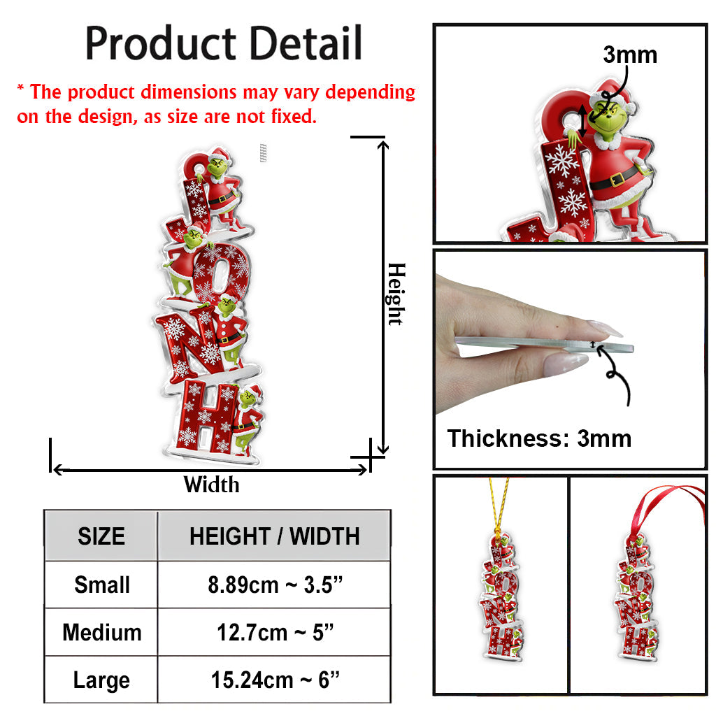 Perfect Green Monster Name Letter - Personalized Stole Christmas Transparent Ornament