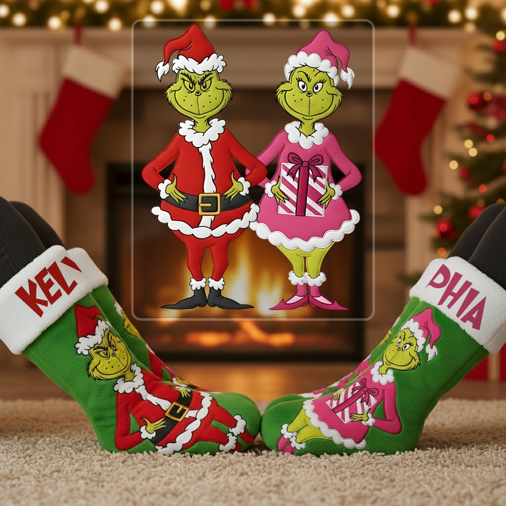 Green Monster - Chaussettes de Noël personnalisées avec étole